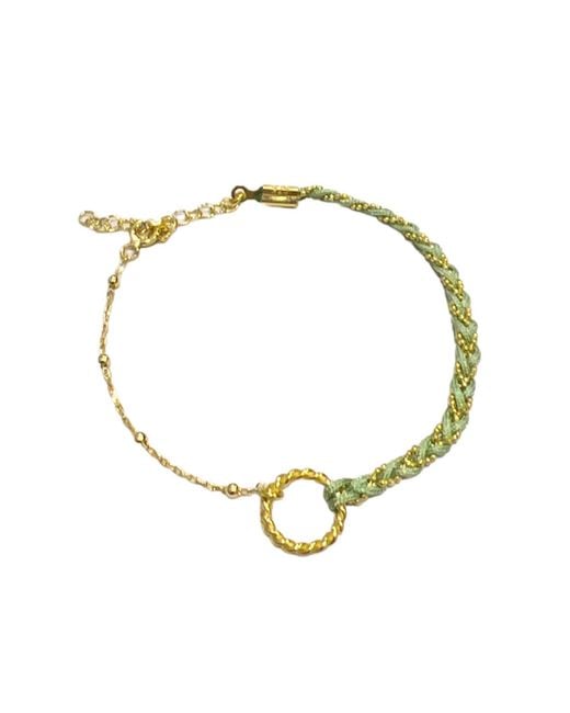 Spero London Metallic Handmade Rope Braided Sterling Beaded Chain Bracelet