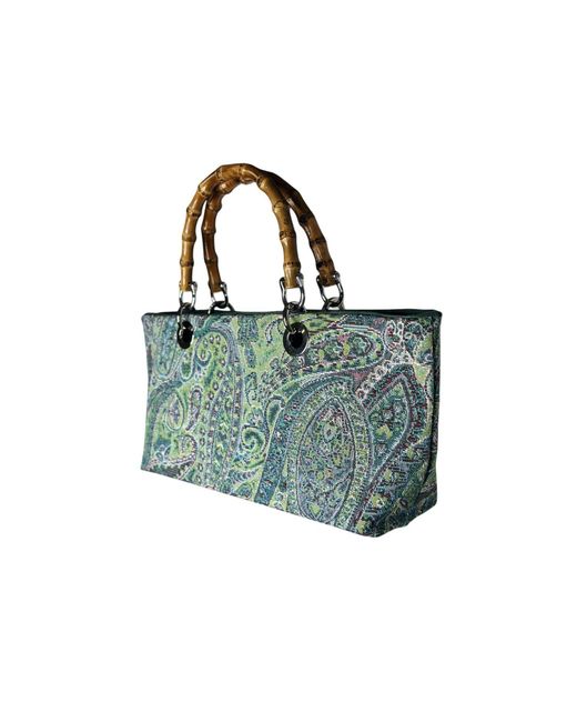 Ruj Heritage Green Mini Picnic Bag Jacquard Turchese