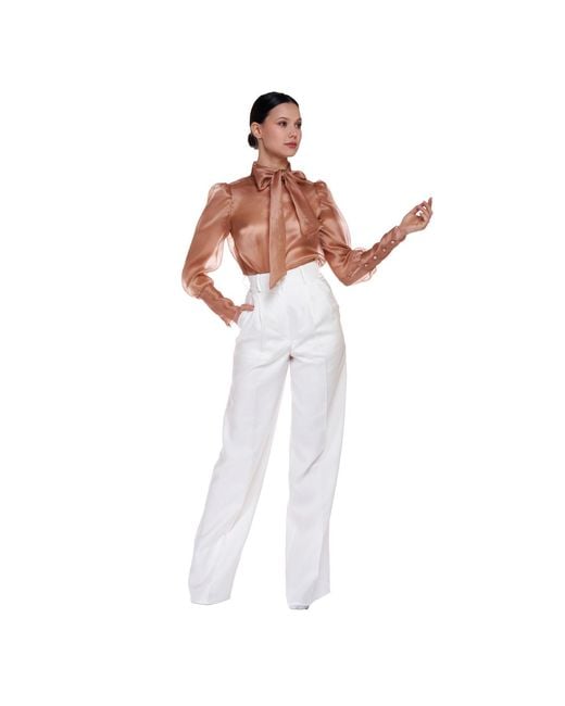 Sofia Tsereteli Brown Organza Nude Blouse