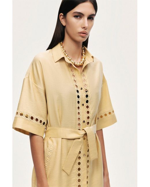 Nocturne Yellow Belted Eyelet Detail Short-Sleeve Jacket