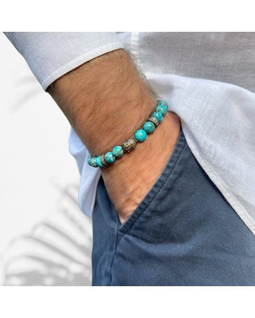 Ebru Jewelry Blue Stone & Buddha Bead Hope Bracelet for men