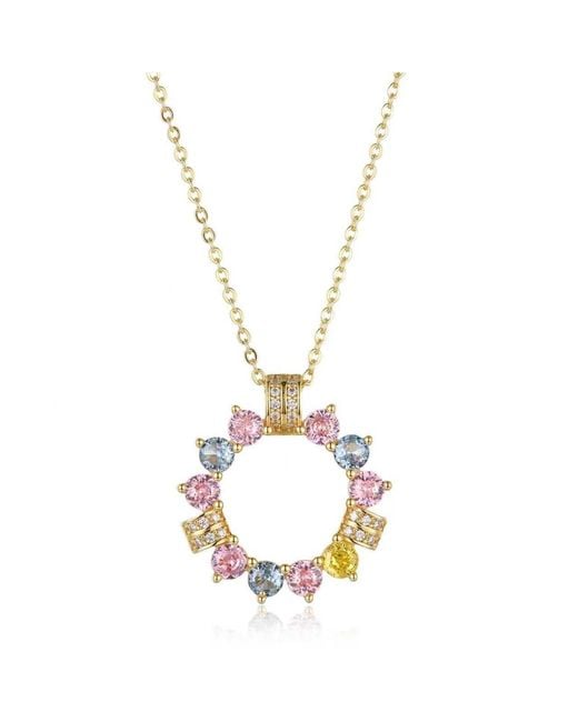 Lioness by Tf Metallic Golden Trine Necklace Vermeil, Ruby & Sapphire