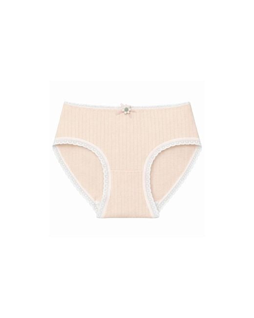 ADIBA Natural Peach Ribbed Lace Trim Brief