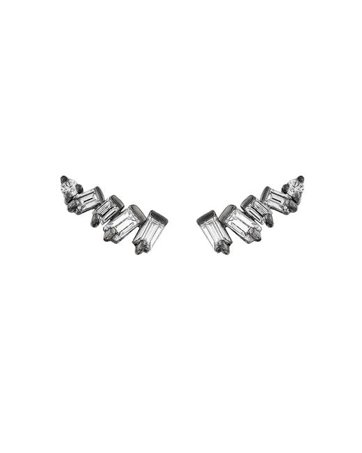SALLY SKOUFIS Metallic Baguette Ear Climber With Made Cz Diamond Stimulant