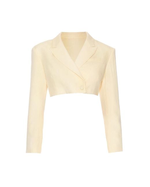 Delfi Collective White Cropped Suiting Banana Blazer
