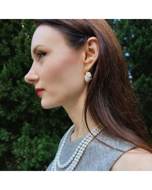 Farra Metallic Baroque Pearls Dangle Earrings