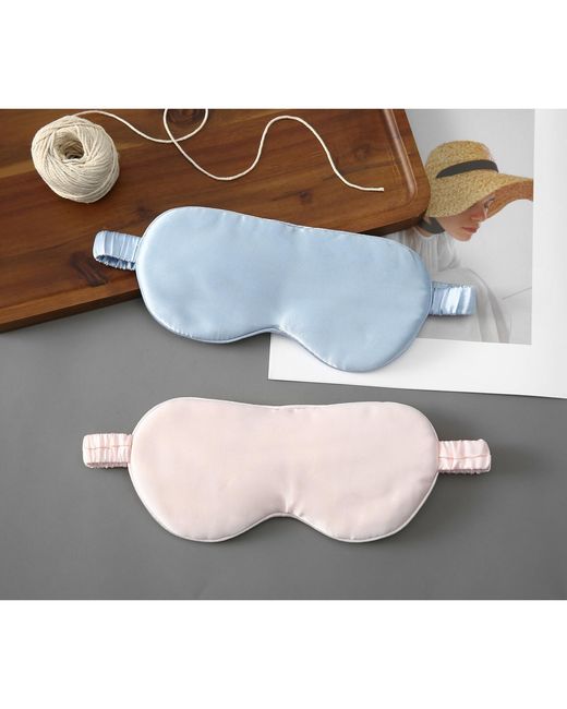 Soft Strokes Silk Blue Pure Mulberry Aviator Style Silk Eye Mask Set Of Two