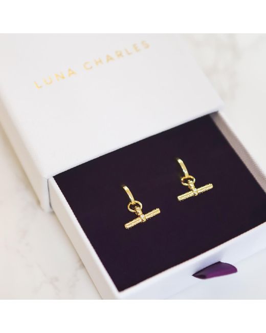 Luna Charles Metallic Cassia T-Bar Huggie Earrings