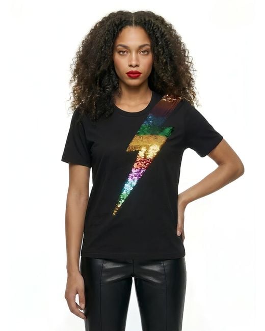 Any Old Iron Black Reversible Sequin Lightning T-Shirt