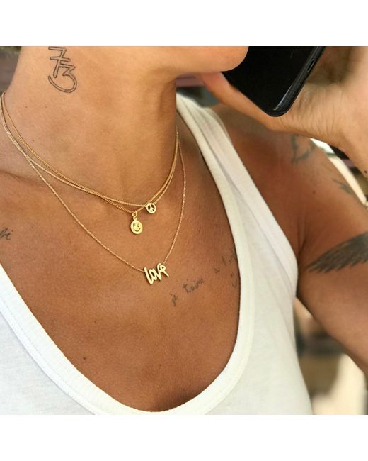 LITZI Metallic F U Happy Face Pendant