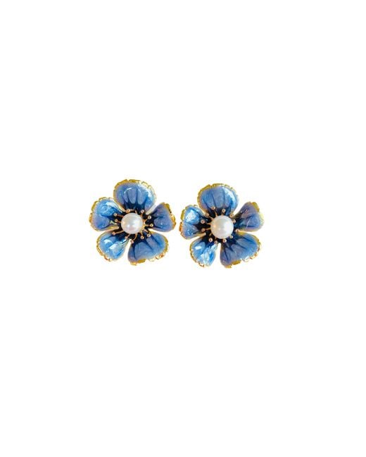 The Pink Reef Blue Hand-Painted Small Floral