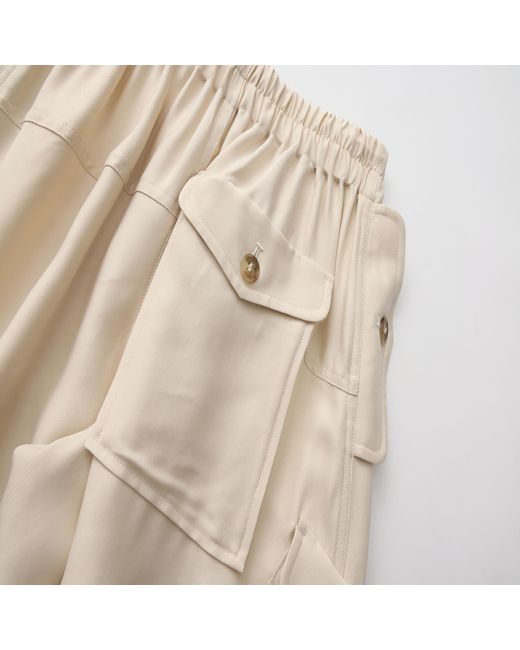 FRONT ROW SHOP Natural Neutrals Ibiza Double Waist Trousers Ivory