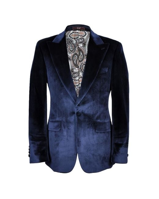 DAVID WEJ Blue Maison Velvet Blazer – for men