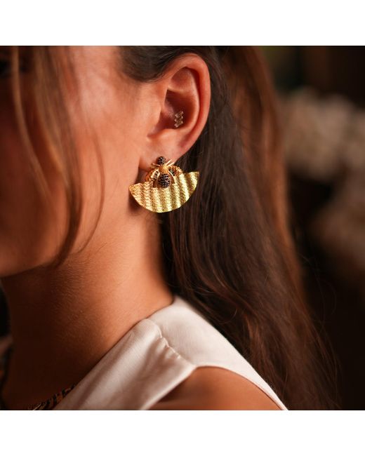 Ebru Jewelry Yellow Abundance Honey Bee Sapphire & Chunky Earrings