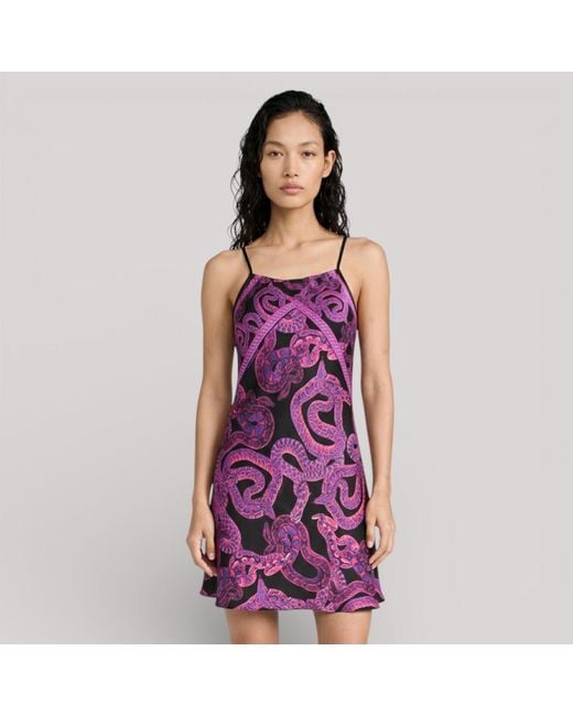 Monzlapur New York Purple Silk Serpent Noir Dress