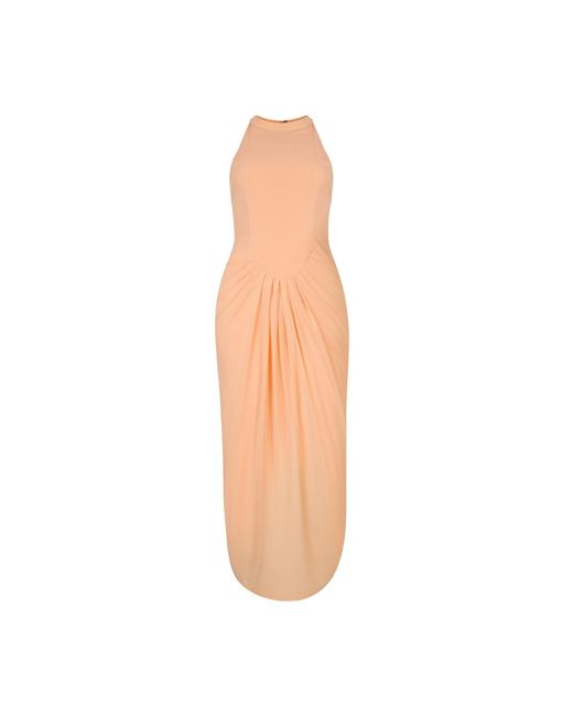 The Gt Atelier Orange Neutrals Peach Summer Maxi Dress
