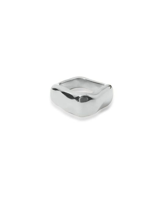 VIEA White Kyma Irregular Square Ring