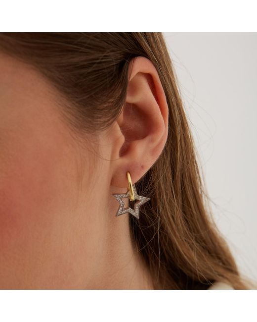 Spero London Metallic Sterling Star Hoop Earring