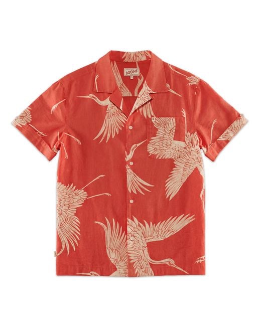 &SONS Trading Co Red Flight Print Shirt for men