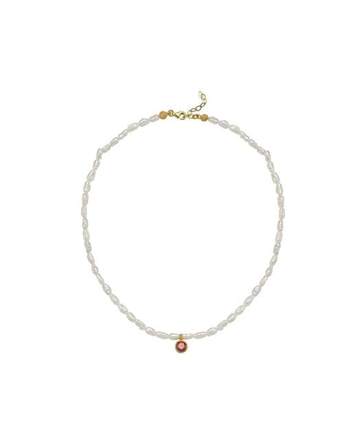 LINYA JEWELLERY Metallic Cosmic Small Pearl Zodiac Necklace Birthstone