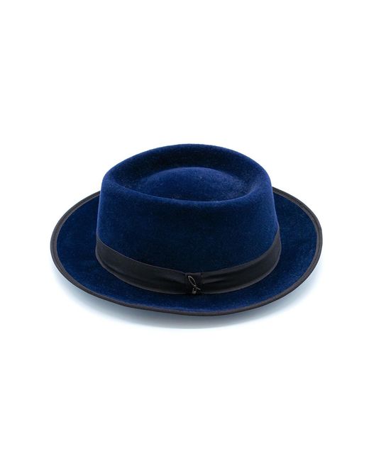 DORIA 1905 Blue Velour Lapin Felt Telescope Hat for men