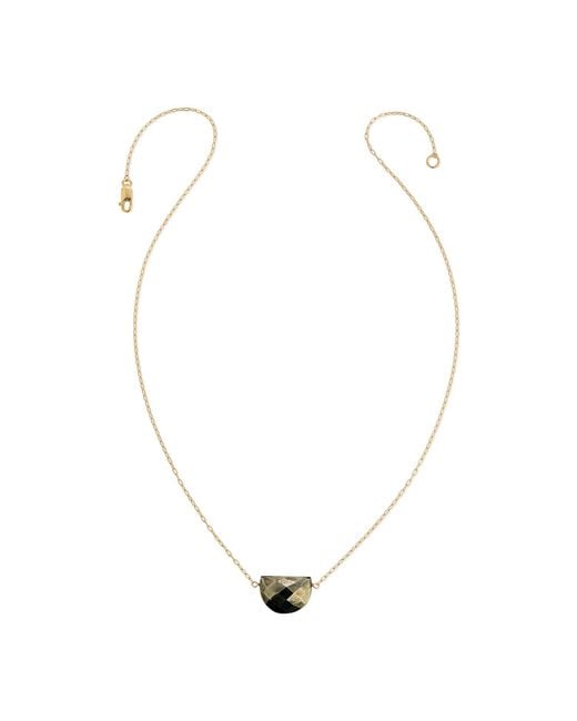 Heather Hawkins Jewelry Metallic Luna Moon Shaped Gemstone Necklace