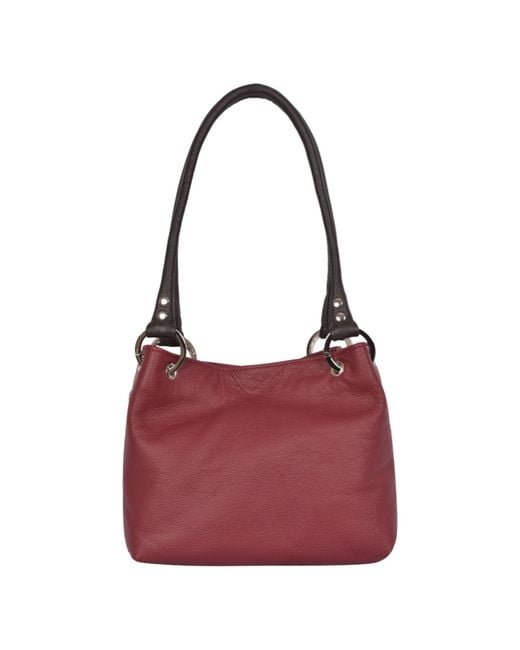 Owen Barry Red Shoulder Bag Malbec Pepsi Leather