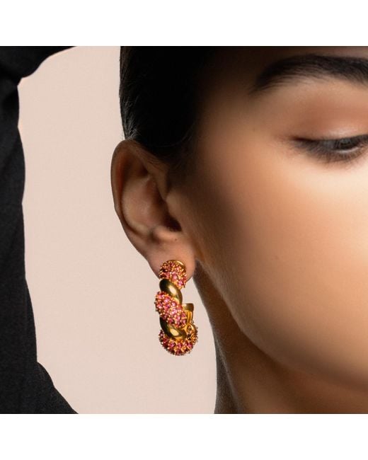 Lavani Jewels Metallic Fuchsia & Gold Plated Paramount Hoops