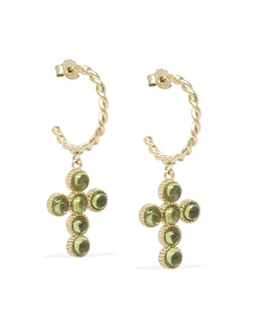 Vintouch Italy Metallic Hope Plated Peridot Hoop Earrings