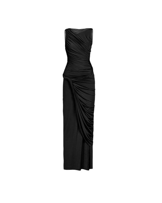 Nocturne Black Draped Sleeveless Maxi Dress