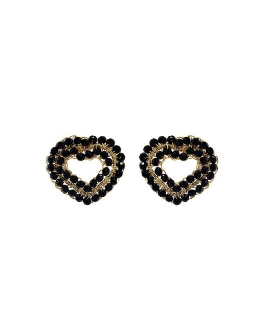 Lavish by Tricia Milaneze Black Queen's Heart Mini Posts Handmade Crochet Earrings
