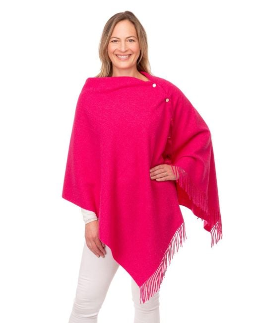 Franchetti Bond Pink Gisella Fuchsia Button Poncho