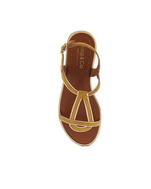 Rag & Co Brown Feodora Flat Slip-On Sandals By Rag & Co