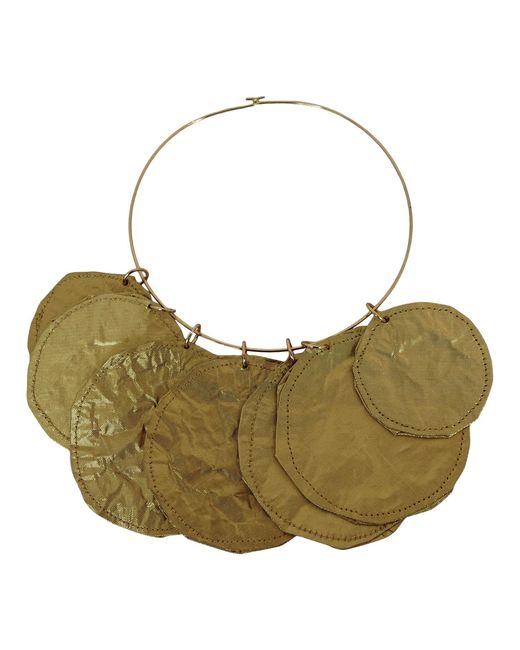 Romer Millinery Green Metallic Coin Disc Choker