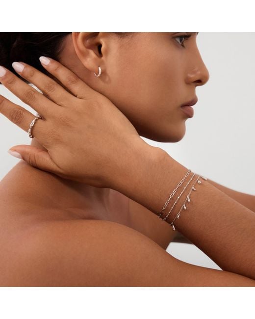 Vanhi Metallic Mini Paperclip Double Chain Bracelet
