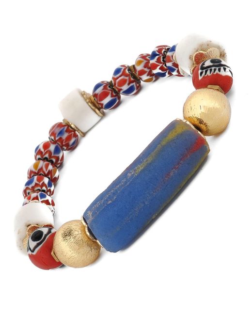 Ebru Jewelry Blue Sacred African Trade Bead Evil Eye Talisman Bracelet