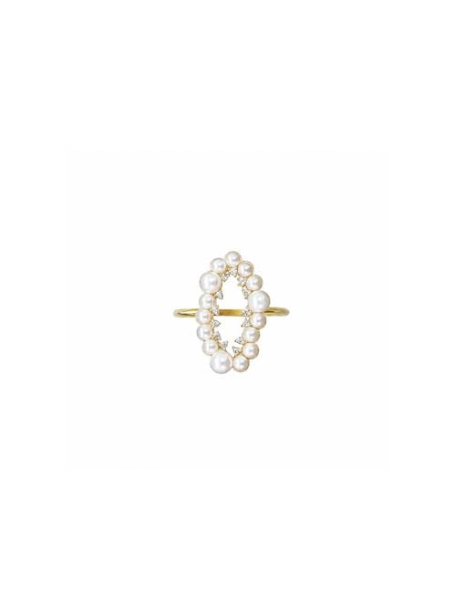 Agora Jewellery Metallic Juliet 14K Diamond Pearl Ring