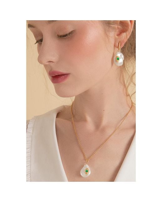 Vintouch Italy Metallic The Eye Emerald Pendant Necklace