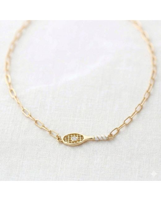 Kris Nations Metallic Tennis Racket Necklace