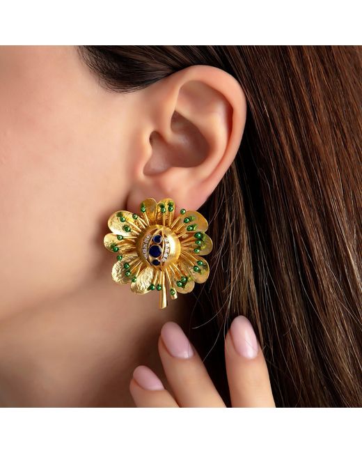 Milou Jewelry Metallic Antique Flower Earrings