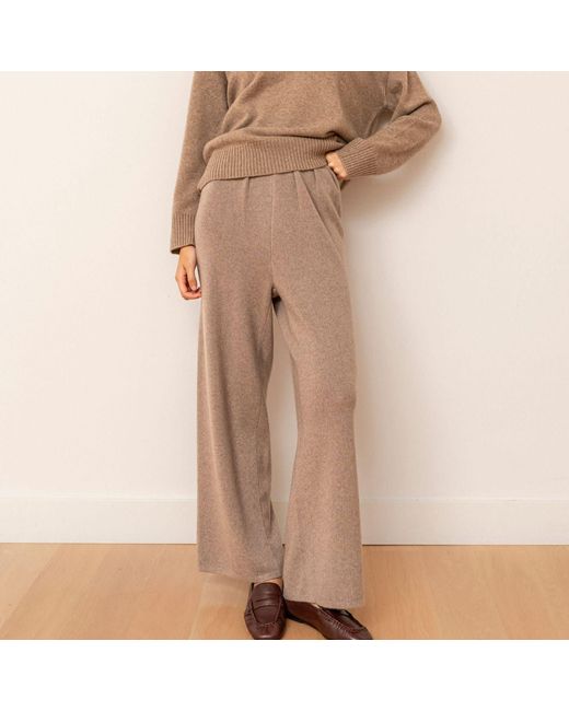 Bel Cashmere Brown Erin Cashmere And Wool Tan Pants