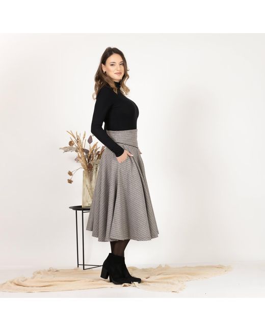 Nikka Place Gray Flare Wool Skirt With High Waist