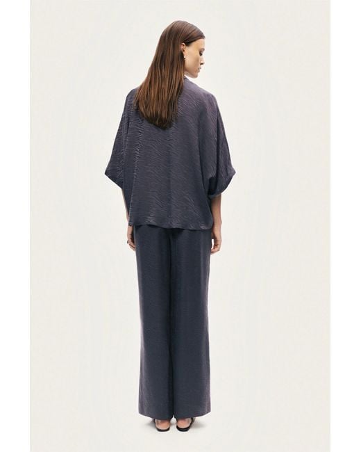 Nocturne Blue Relaxed Short-Sleeve Textured Shirt