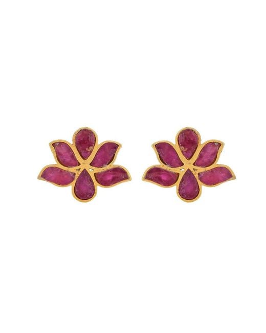 Opium Jewels Red Water Lotus Studs