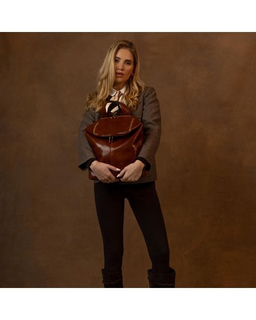Time Resistance Brown Leather Backpack