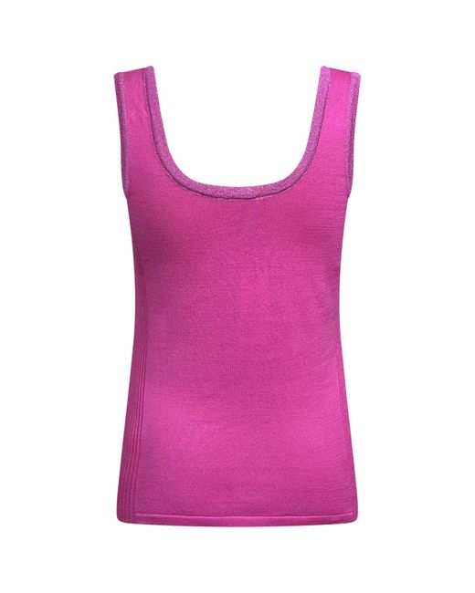 Perlavera Purple Pompon Hot Knitted Singlet With Side Ribs