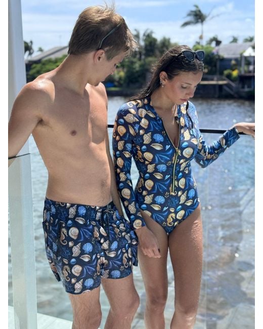 Plivati Blue Lana Zip Long Sleeve Swimsuit — Čiovo