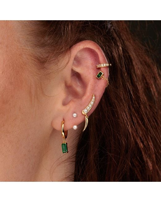 Scream Pretty Metallic Pearl Ear Climber Earrings With Claw Drop