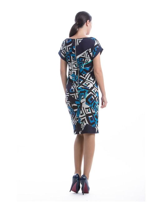 Conquista Blue Straight Print Dress