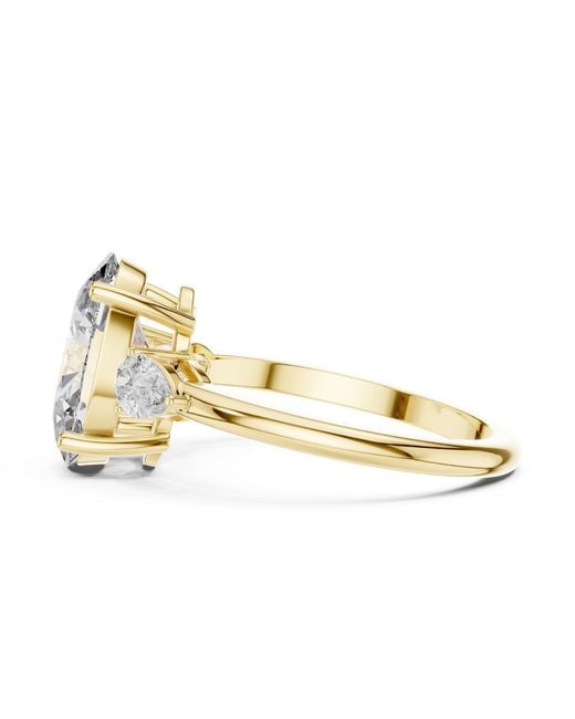 Aya Fine Jewelry White 3.10 Ctw Oval Lab Diamond Three Stone Engagement Ring